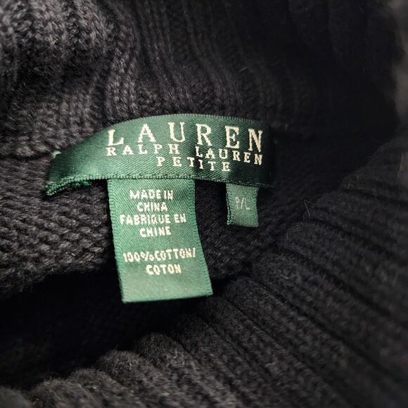 Lauren Ralph Lauren Petite Black Zippered Sweater (LP) - Picture 5 of 5